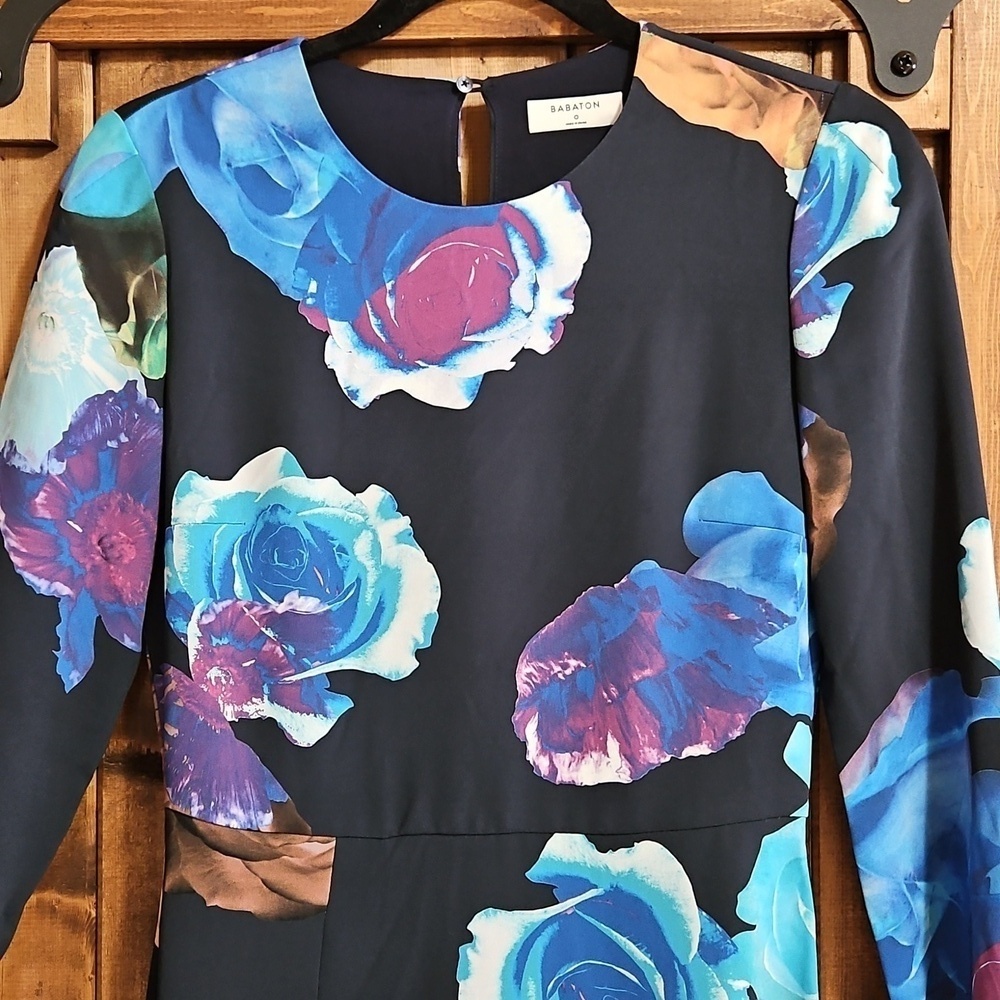 Babaton Floral Open Back Midi Dress Long Sleeve Size 0 - Picture 3 of 16